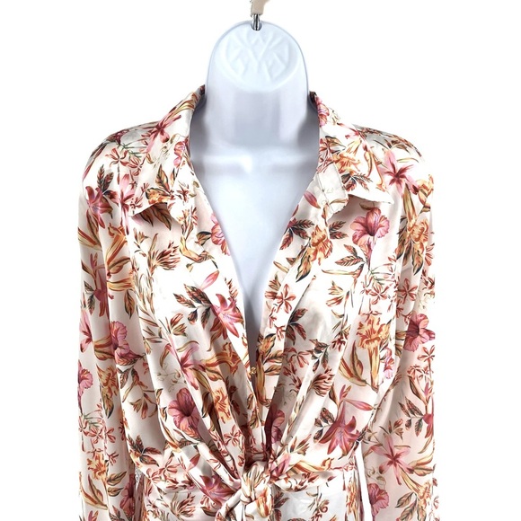 Runaway The Label | NEW Ruby Alani Front Tie Mini Dress in White Floral Size XL - Picture 7 of 13